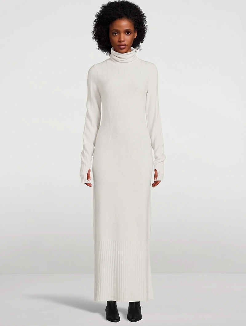 Fair Trade Cashmere AI-Inspired Turtleneck Sweater Dress