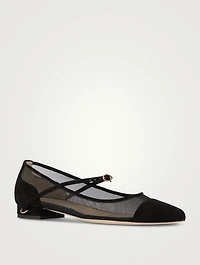 Lorenzo Mesh And Suede Ballet Flats