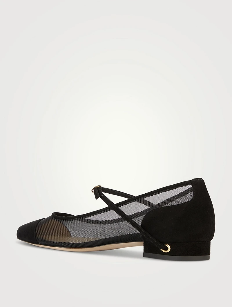 Lorenzo Mesh And Suede Ballet Flats