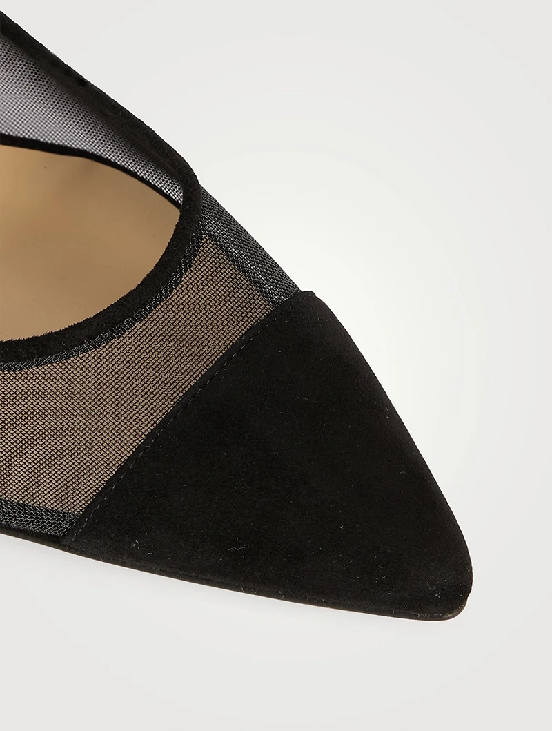 Lorenzo Mesh And Suede Ballet Flats