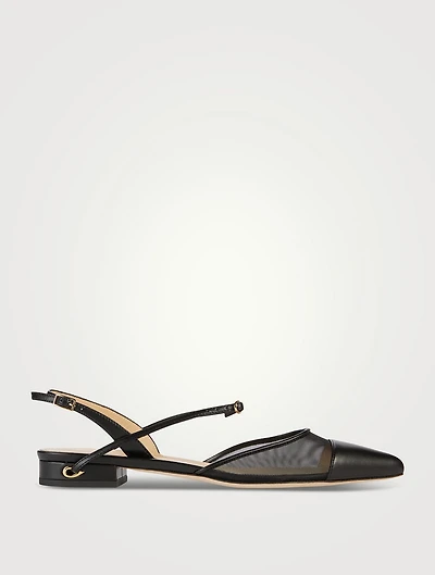 Vittorio Leather And Mesh Slingback Flats