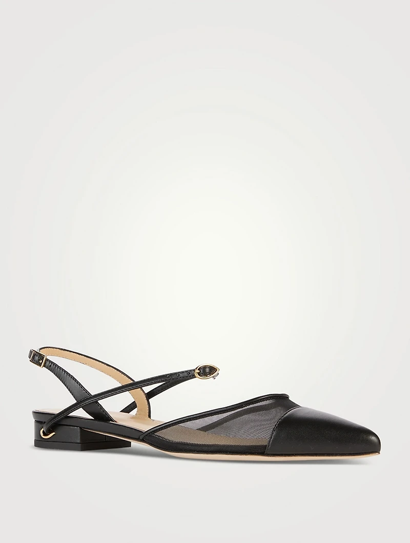 Vittorio Leather And Mesh Slingback Flats
