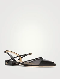 Vittorio Leather And Mesh Slingback Flats