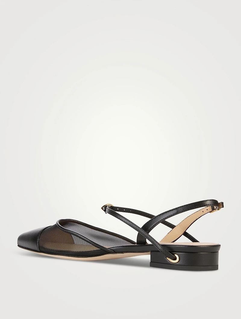 Vittorio Leather And Mesh Slingback Flats