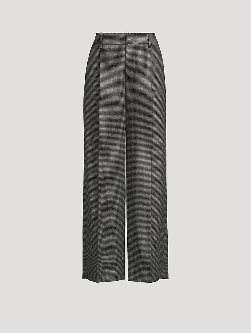 Wide-Leg Trousers Micro Check Print