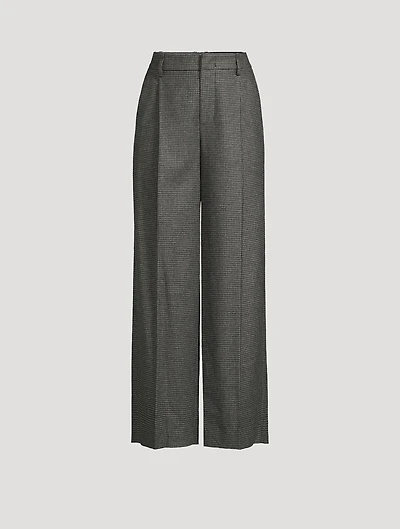 Wide-Leg Trousers Micro Check Print