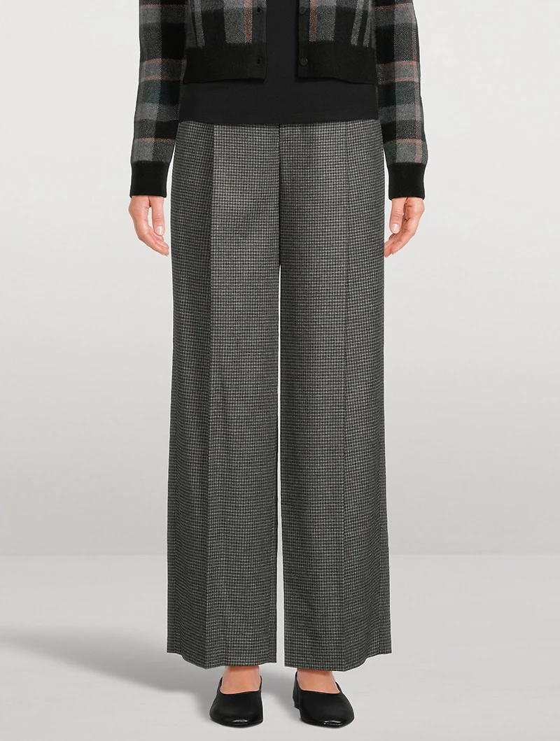 Wide-Leg Trousers Micro Check Print
