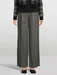 Wide-Leg Trousers Micro Check Print