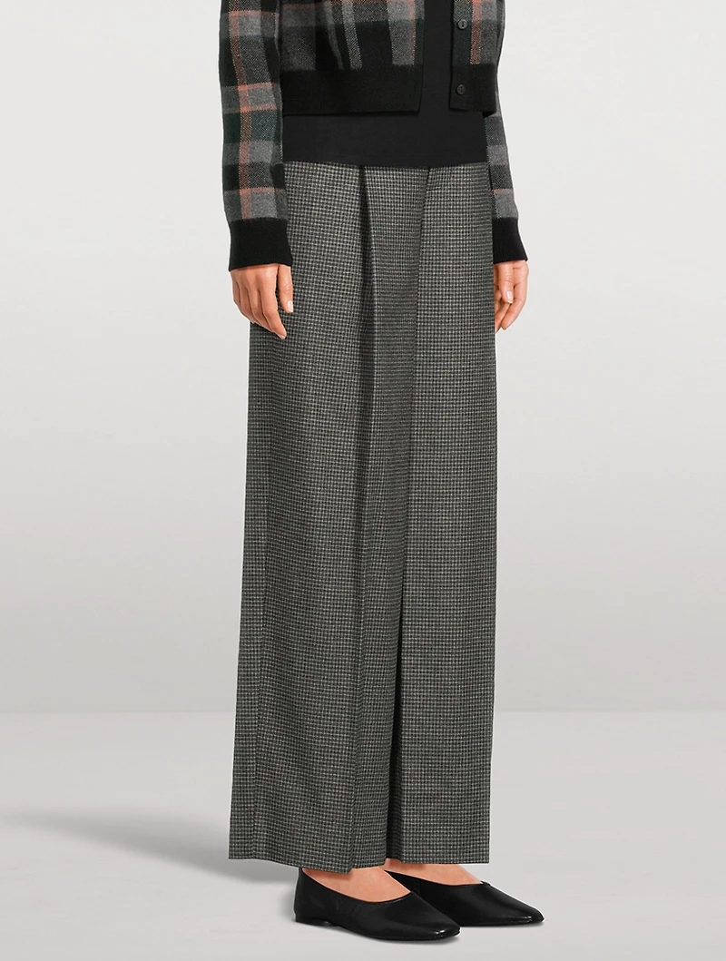 Wide-Leg Trousers Micro Check Print