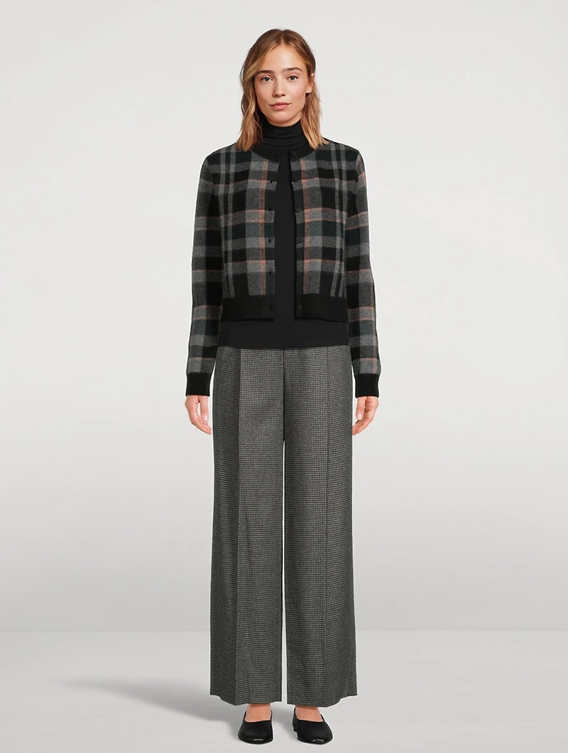 Wide-Leg Trousers Micro Check Print