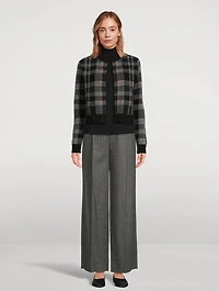 Wide-Leg Trousers Micro Check Print