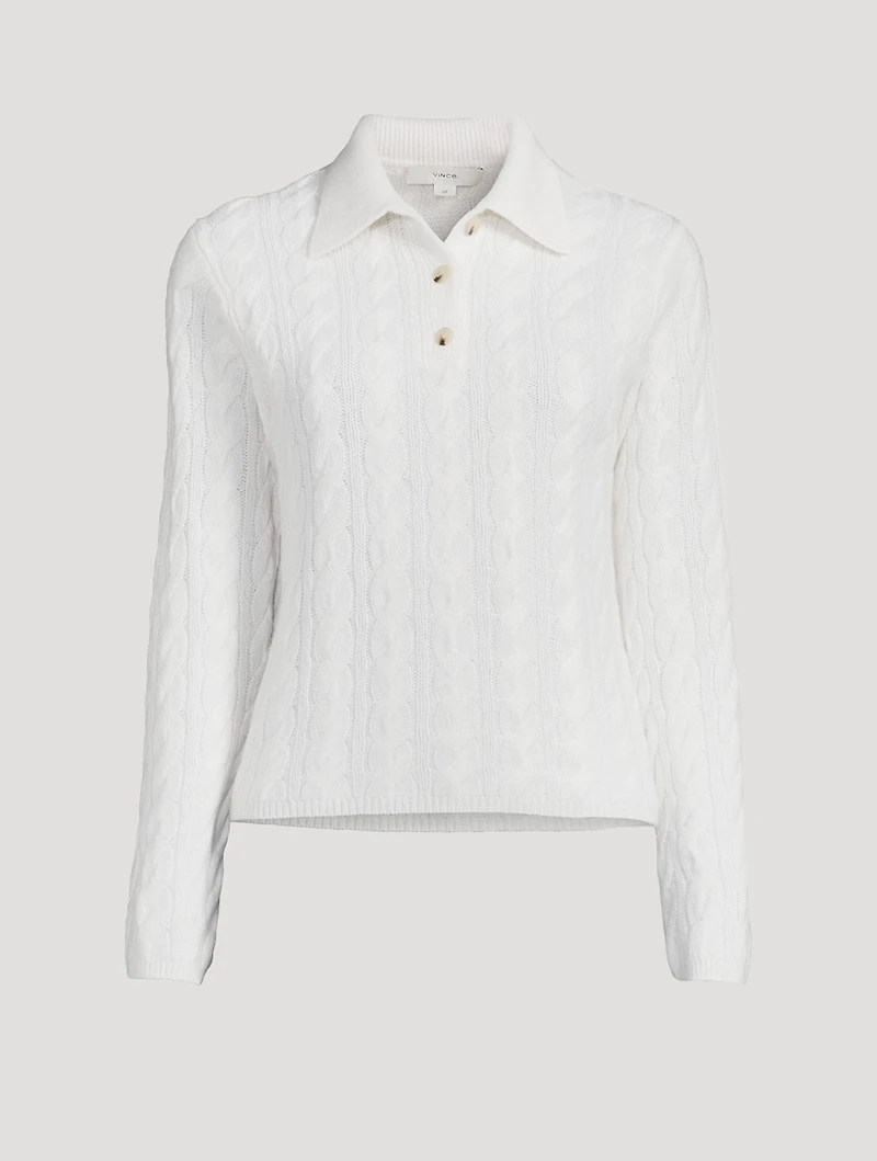Cable-Knit Polo Sweater