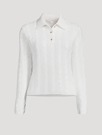Cable-Knit Polo Sweater