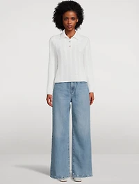 Cable-Knit Polo Sweater