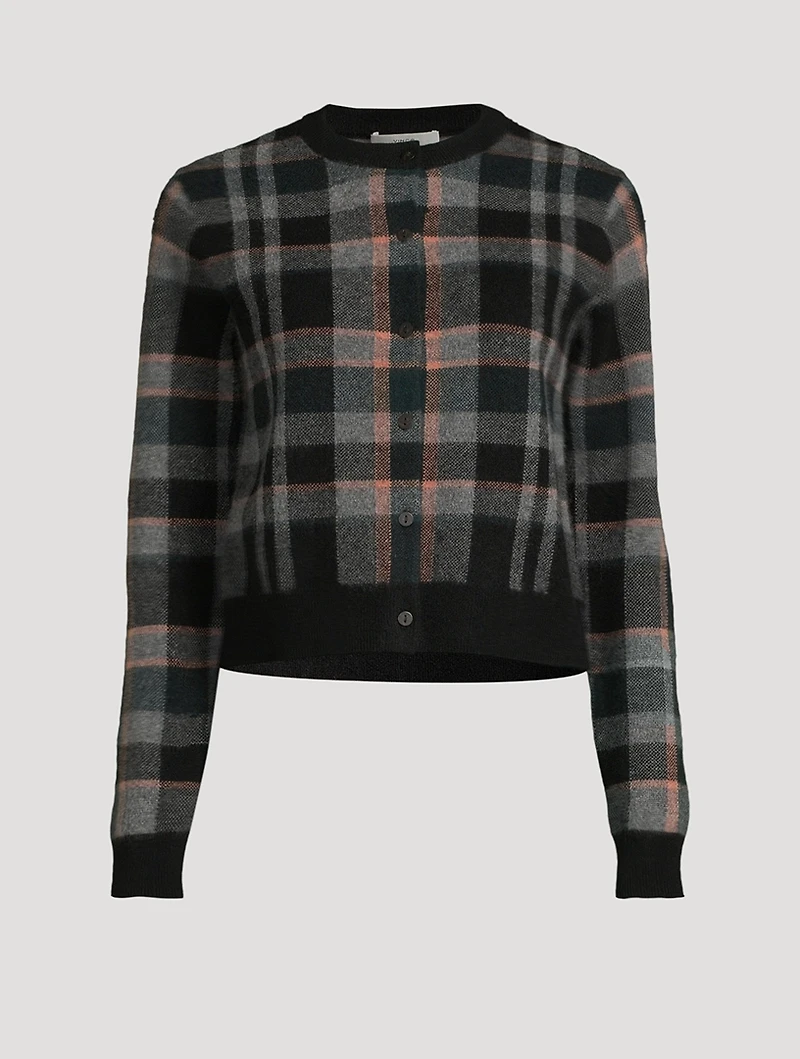 Plaid Jacquard Cashmere Cardigan