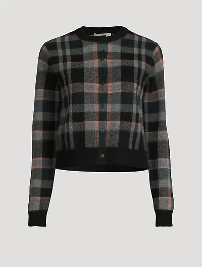 Plaid Jacquard Cashmere Cardigan