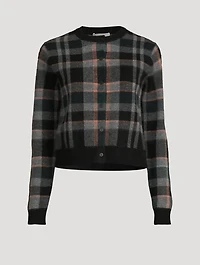 Plaid Jacquard Cashmere Cardigan