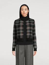 Plaid Jacquard Cashmere Cardigan