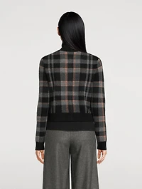 Plaid Jacquard Cashmere Cardigan