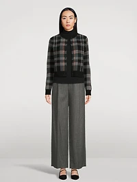 Plaid Jacquard Cashmere Cardigan