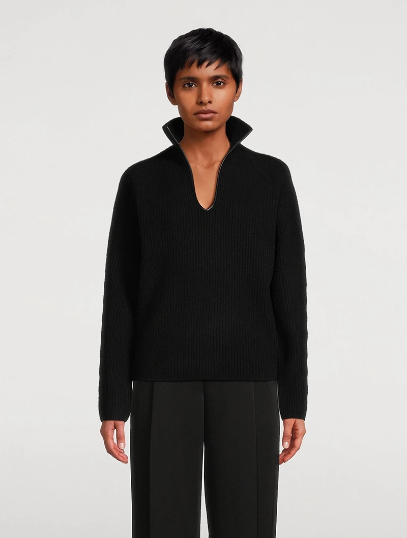 Ribbed Polo Sweater