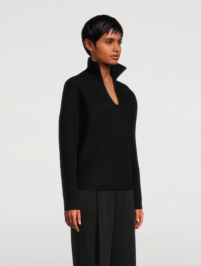 Ribbed Polo Sweater