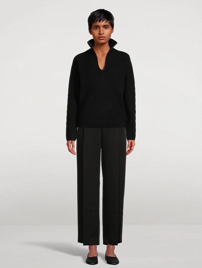 Ribbed Polo Sweater
