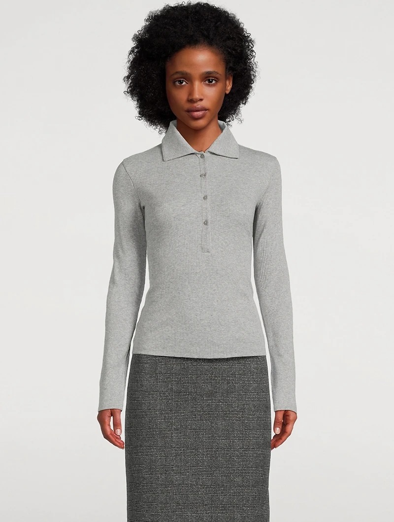 Ribbed Cotton Polo Shirt