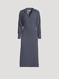 Wrap-Front Midi Dress