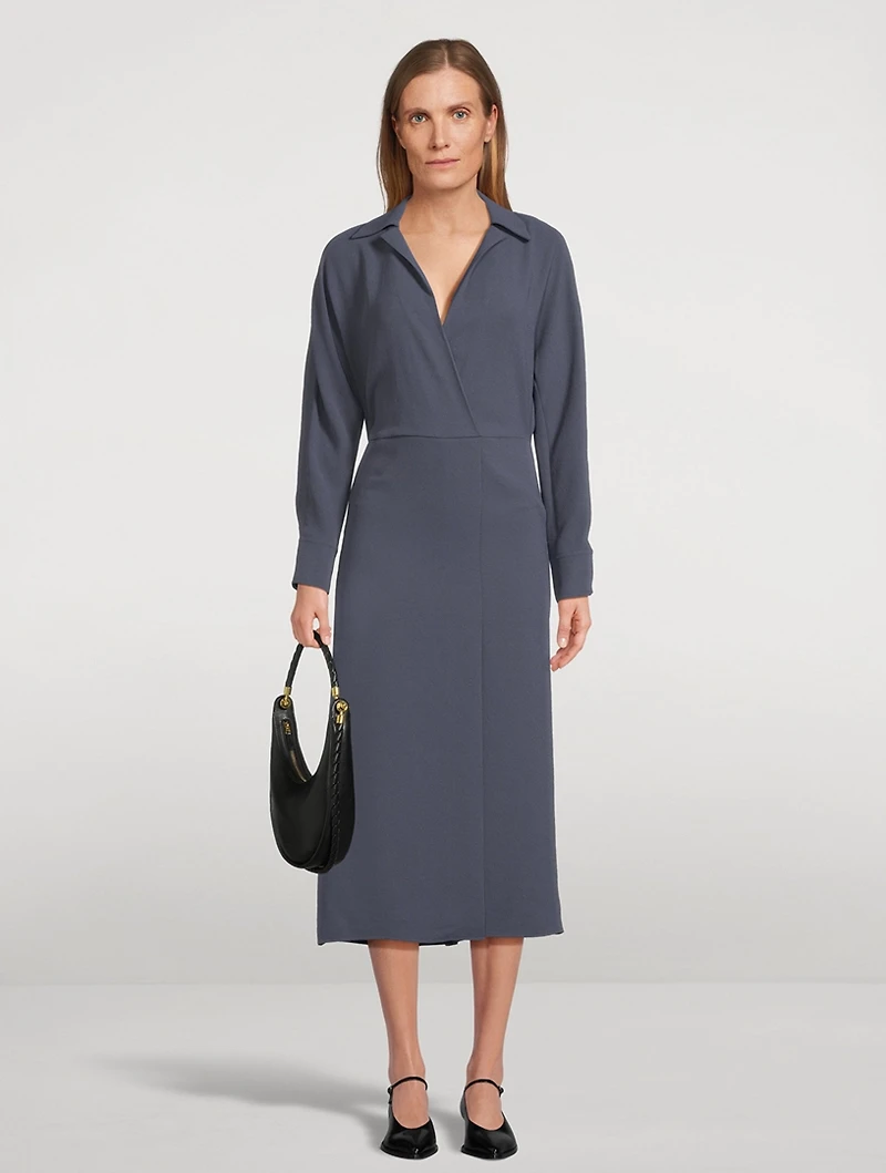 Wrap-Front Midi Dress