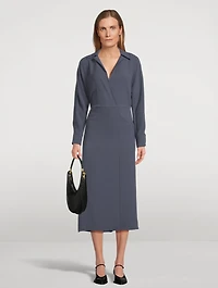 Wrap-Front Midi Dress