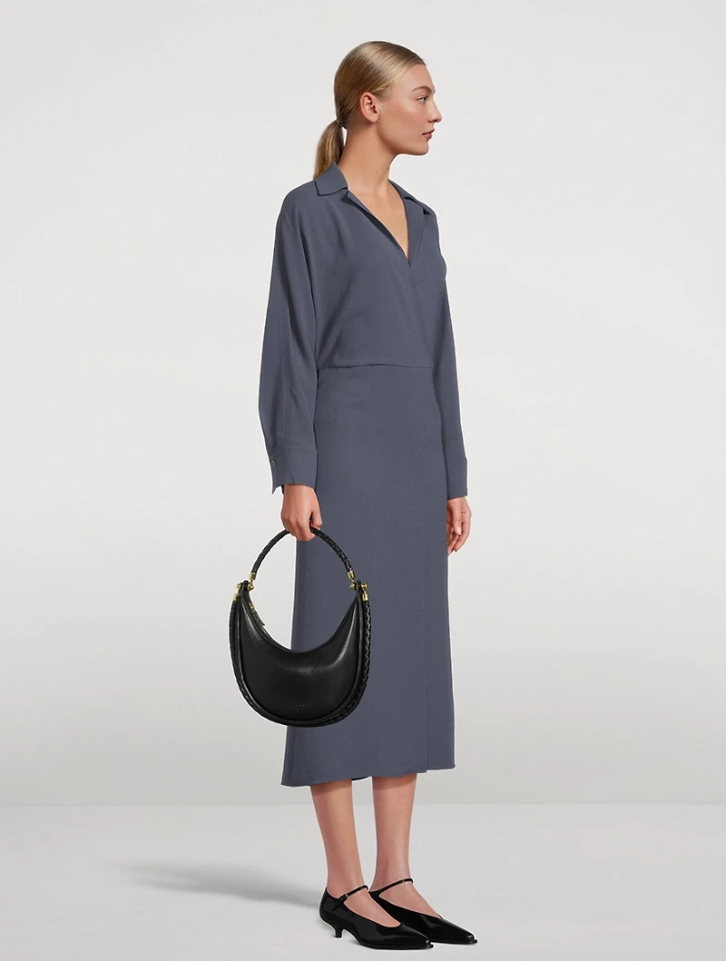 Wrap-Front Midi Dress