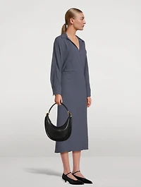 Wrap-Front Midi Dress