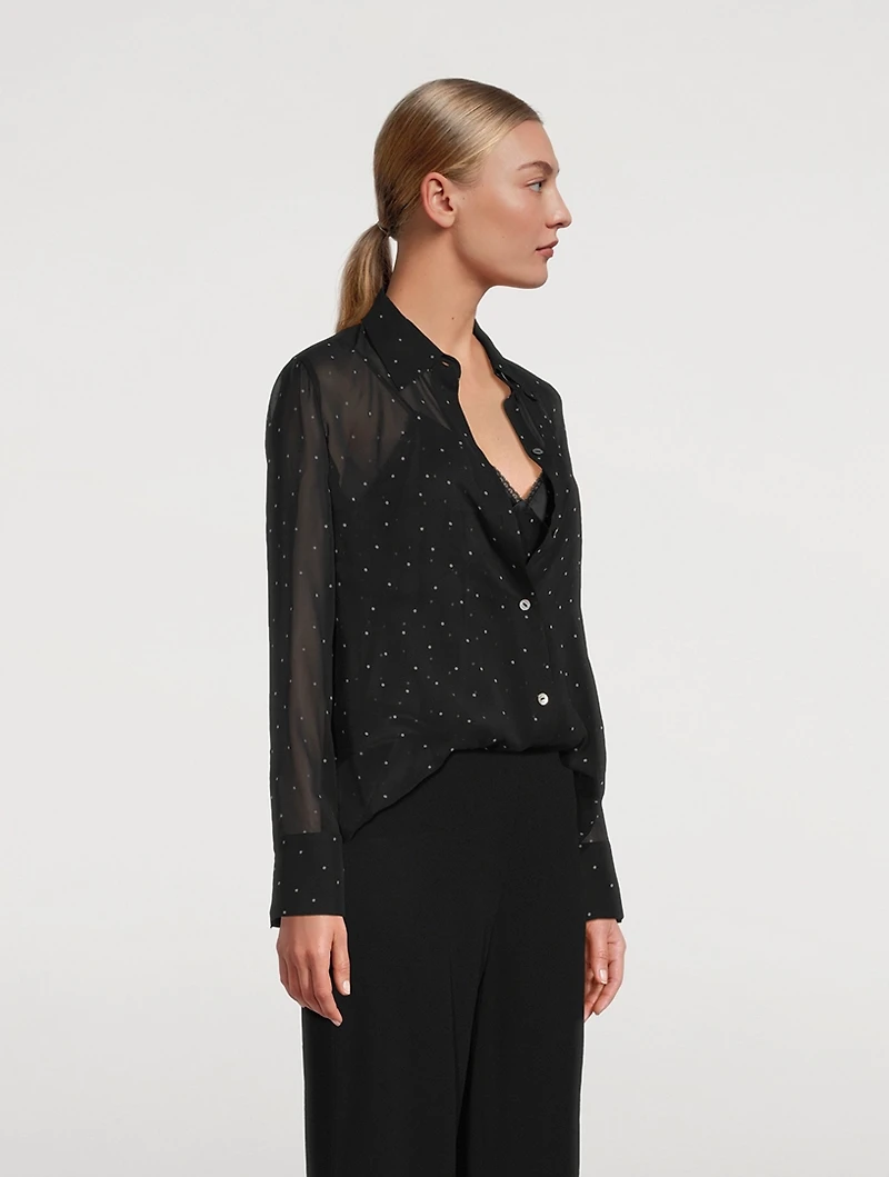 Silk Shirt Polka Dot Print