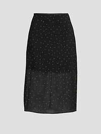 Chiffon Overlay Midi Skirt Polka Dot Print