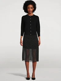 Chiffon Overlay Midi Skirt Polka Dot Print