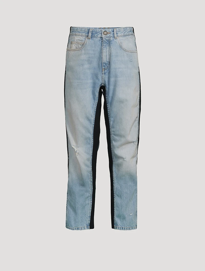 Wide-Leg Jeans With Knit Inserts