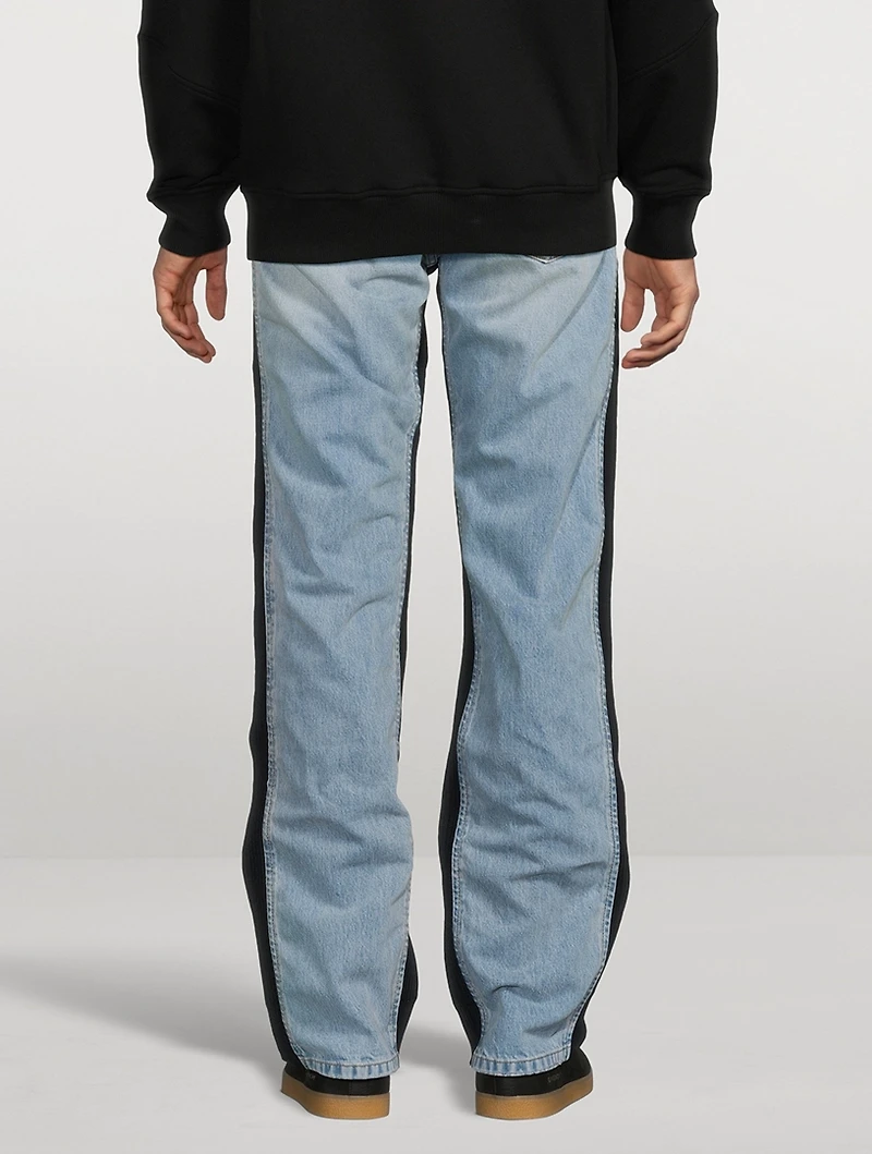 Wide-Leg Jeans With Knit Inserts