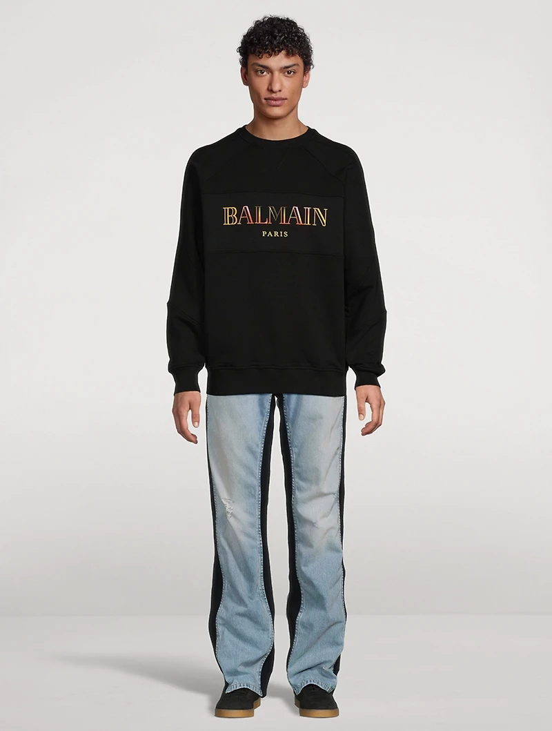 Wide-Leg Jeans With Knit Inserts