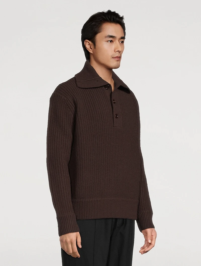 Mudra Wool Long-Sleeve Polo Shirt