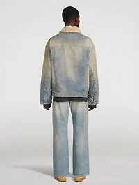 Faux Shearling-Trimmed Denim Jacket