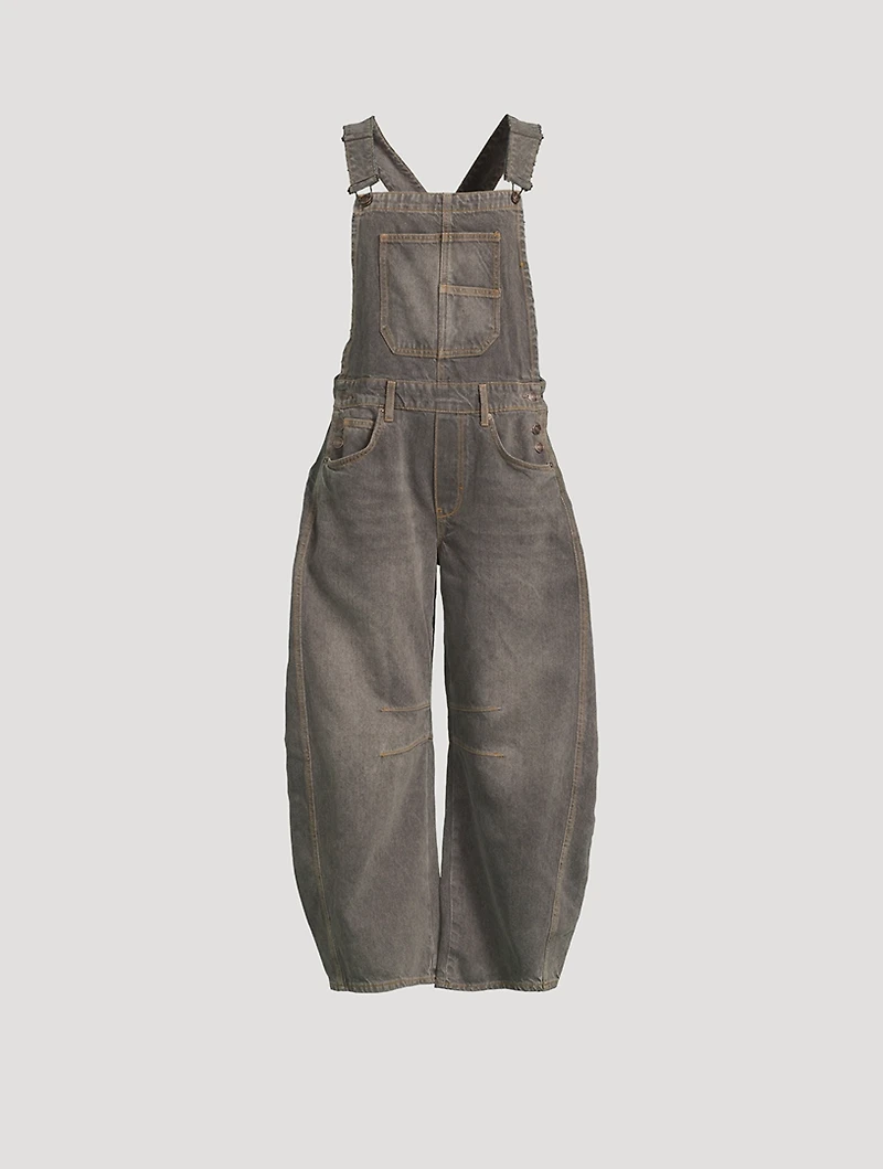 Good Luck Barrel-Leg Denim Overalls
