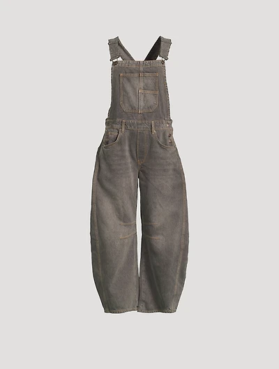 Good Luck Barrel-Leg Denim Overalls