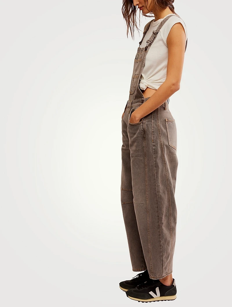 Good Luck Barrel-Leg Denim Overalls