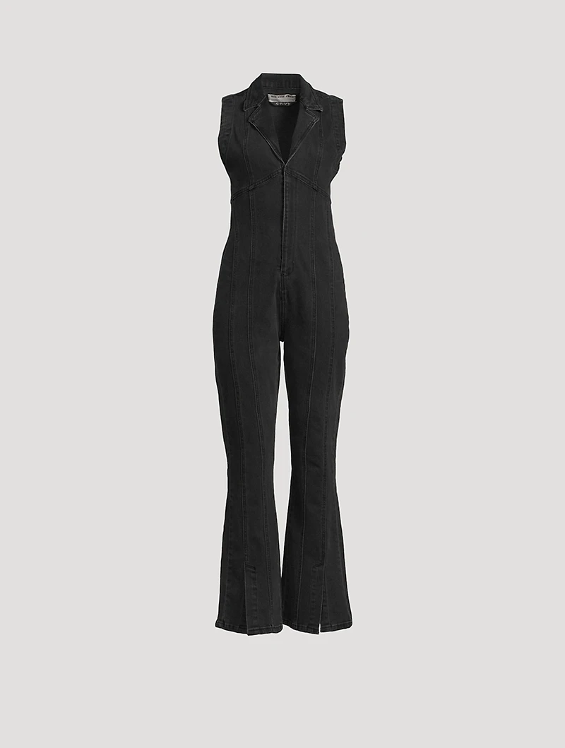 CRVY Ring The Alarm Denim Jumpsuit