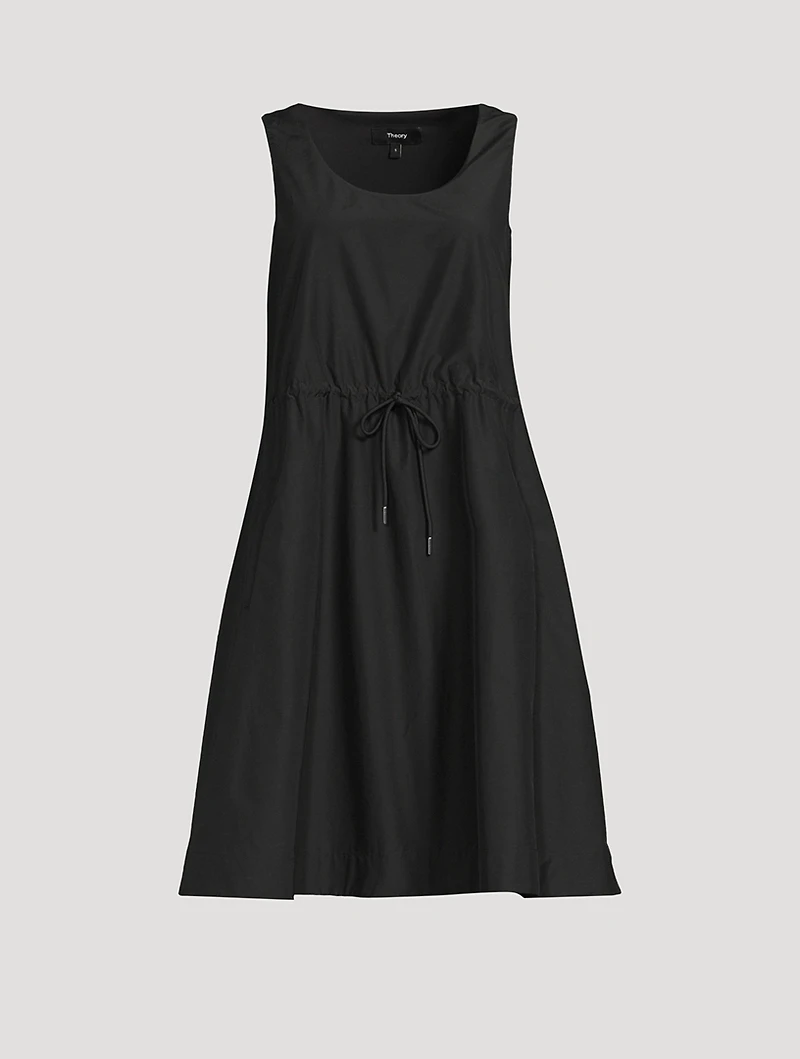 Drawstring Poplin Midi Dress