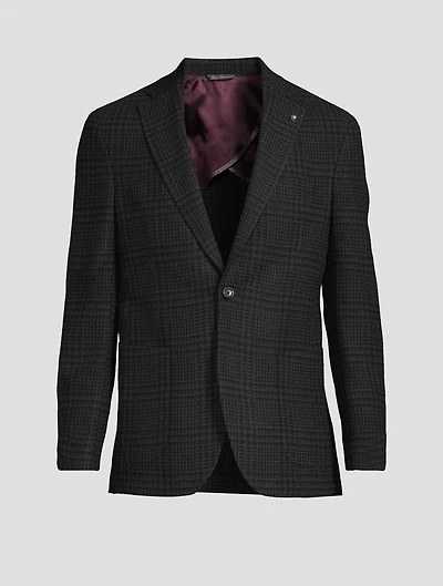Stretch Wool Jacket Check Print