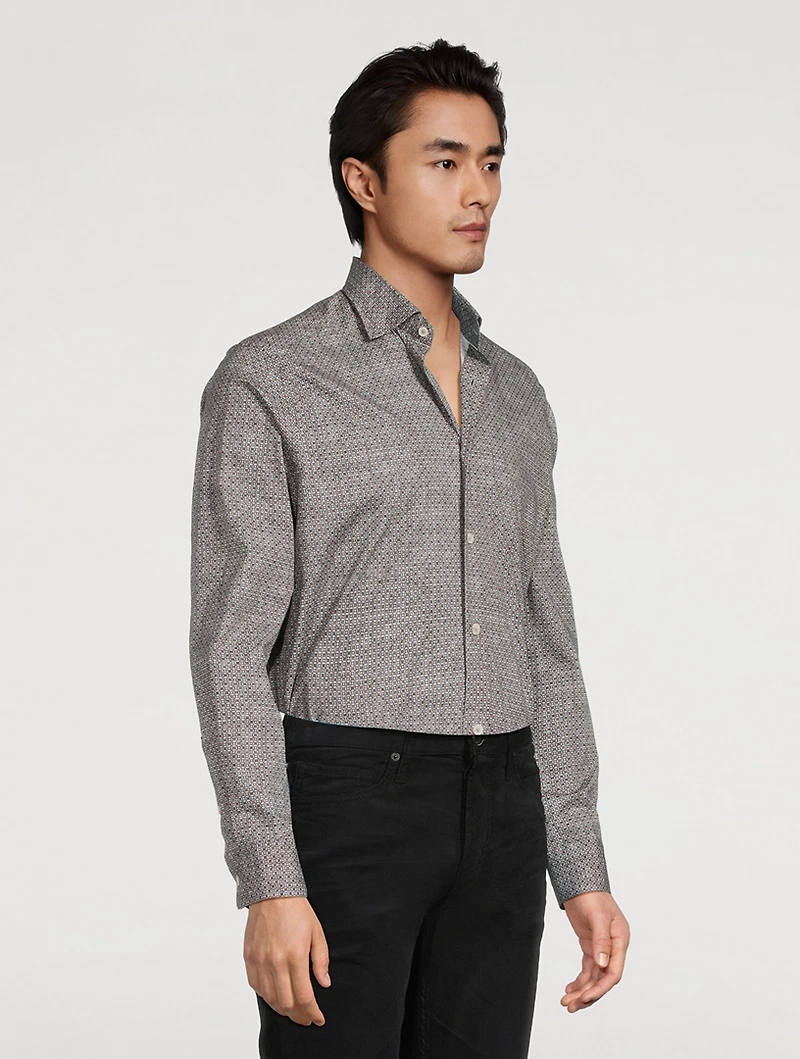 Irvine Stretch Cotton Shirt Geometric Print