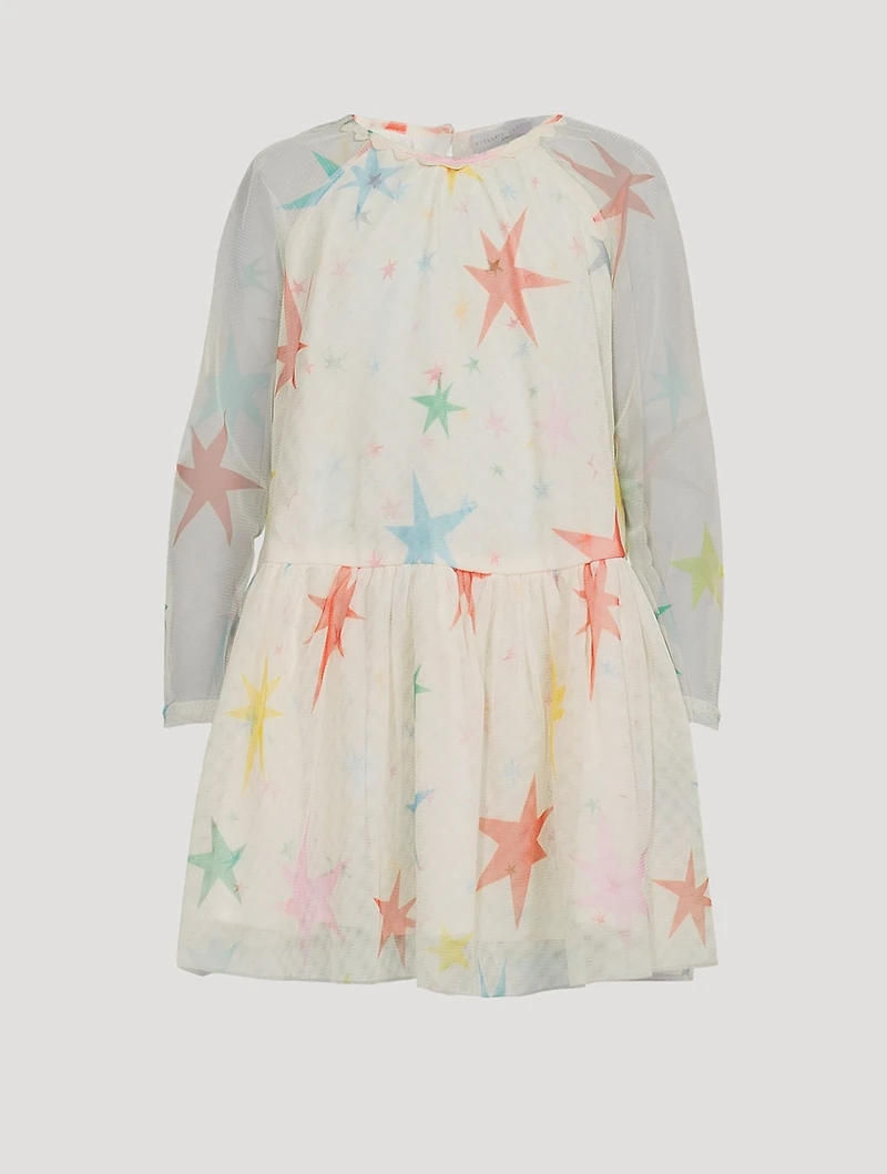 Long-Sleeve Tulle Dress Star Print