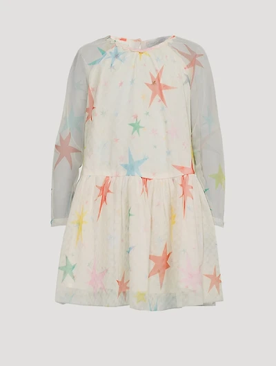 Long-Sleeve Tulle Dress Star Print